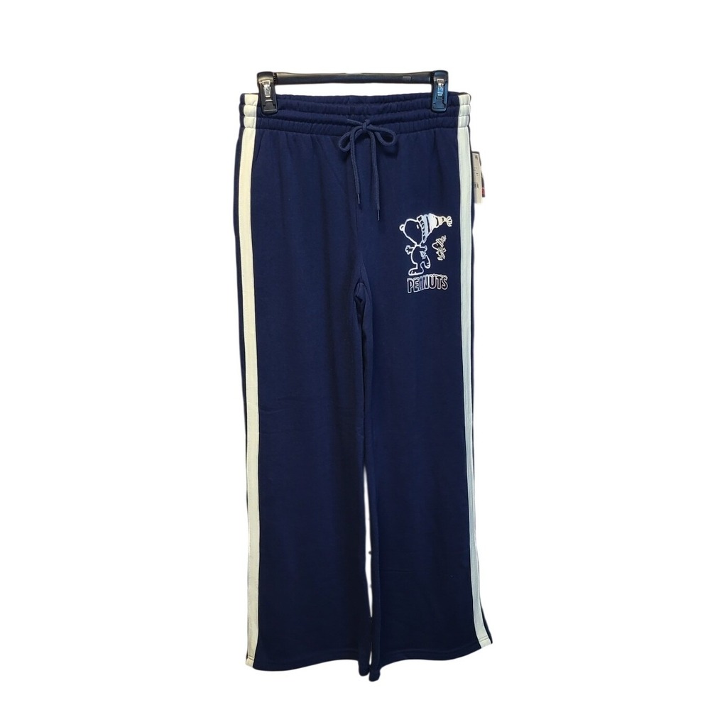 Peanuts Snoopy Woodstock Navy Blue Wide Leg Sweatpants Women's Medium NWT